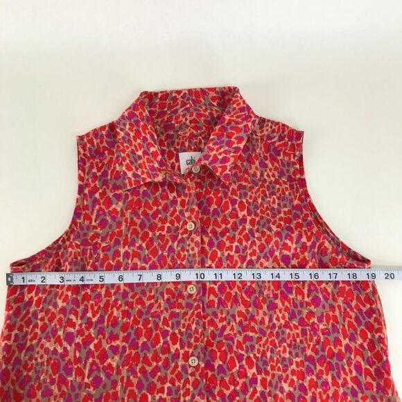 CAbi High-Low Chiffon Tank Women's Size Small Semi-Sheer Sleeveless Button Front - Picture 5 of 9